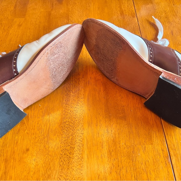 STEWART MARSHALL  FINE LEATHER MENS SADDLE SHOES. WORN 2 TIMES ONLY - Picture 2 of 5